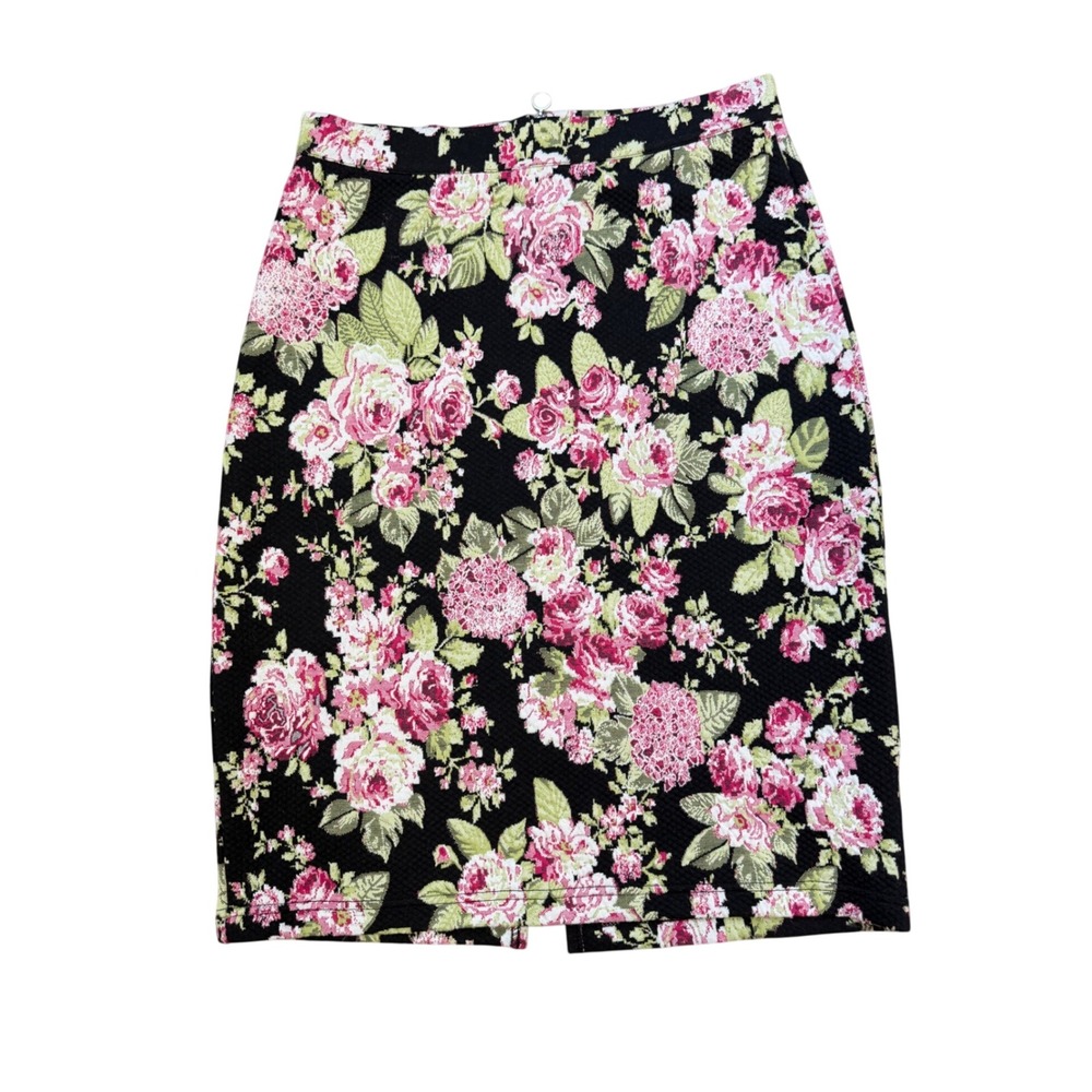 Anthropology Floral Fitted Skirt Womens M Dark Academia Gothic Rose Textured